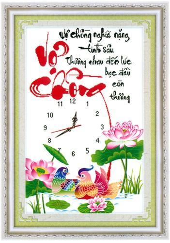 Tranh Đính Đá ABC Đồng Hồ Vợ Chồng Nghĩa Nặng Tình Sâu (In Sẵn 100%)