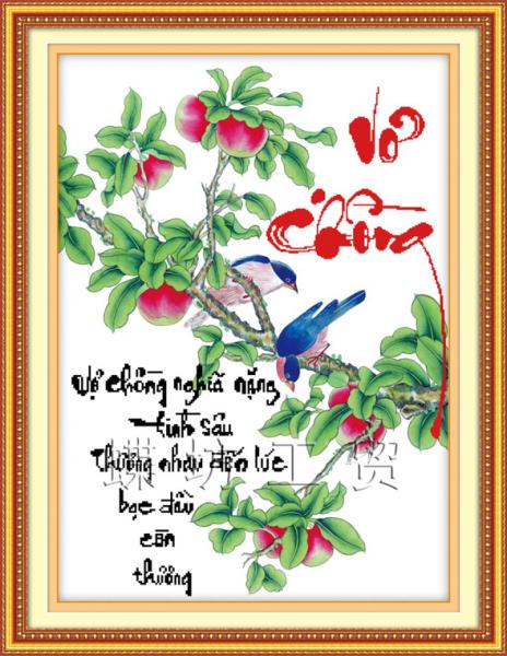 Tranh Thêu Chữ Thập Vợ Chồng Nghĩa Nặng Tình Sâu