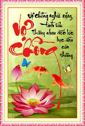 Tranh Thêu Chữ Thập 3D Vợ Chồng Nghĩa Nặng Tình Sâu, Thương Nhau Đến Lúc Bạc Đầu Còn Thương