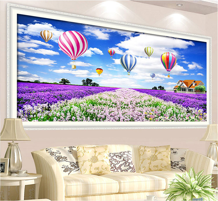 Tranh Đính Đá ABC 3D Vùng Trời Hoa Oải Hương Thơm Ngát