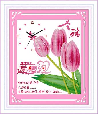 Tranh Thêu Chữ Thập Đồng Hồ Xinh Tươi Như Hoa